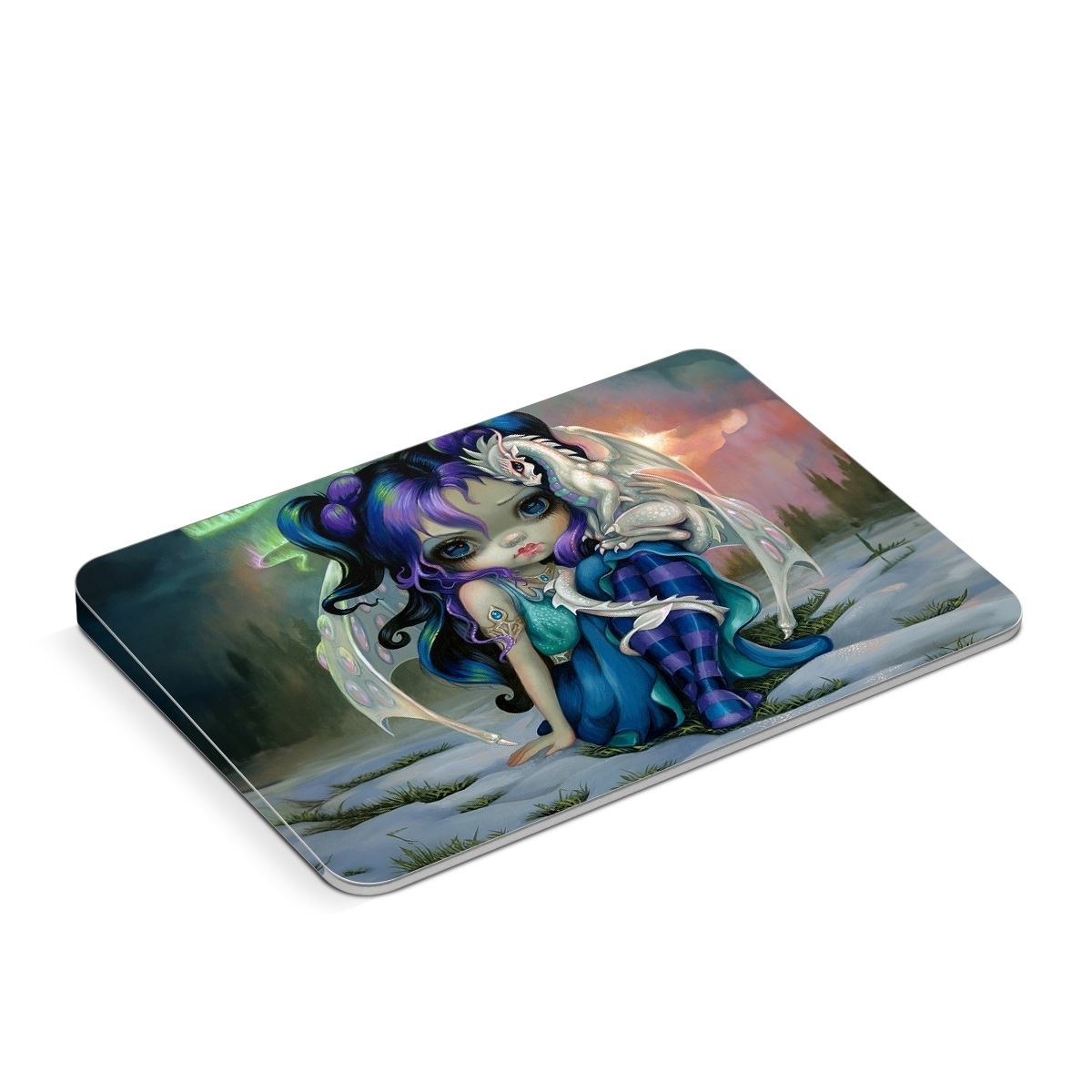 Apple Magic Trackpad Skin design of Illustration, Fictional character, Cg artwork, Art, Mythology, Anime, Mythical creature, with green, blue, purple, yellow, red, white colors