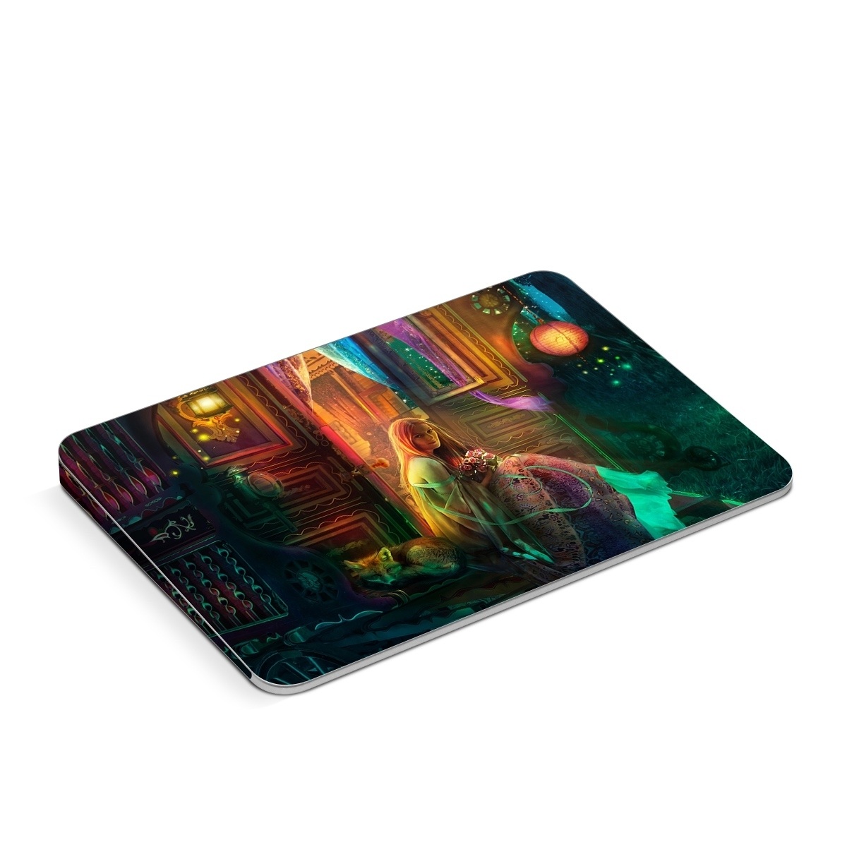 Apple Magic Trackpad Skin design of Illustration, Adventure game, Darkness, Art, Digital compositing, Fictional character, Games, with black, red, blue, green colors