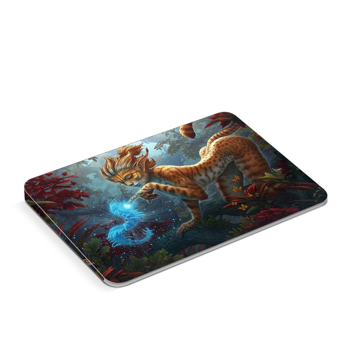 Apple Magic Trackpad Skin design of Fictional character, Mythology, Illustration, Cg artwork, Sky, Organism, Dragon, Felidae, Mythical creature, Art, with yellow, red, black, green, blue colors