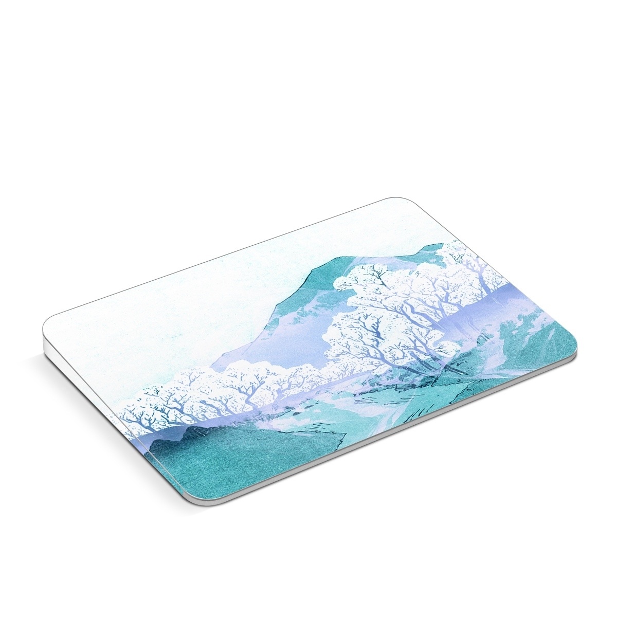 Apple Magic Trackpad Skin design of Polar ice cap, Mountainous landforms, Glacial landform, Natural landscape, Mountain, Glacial lake, Glacier, Ice cap, Ice, Water, with white, blue, black colors