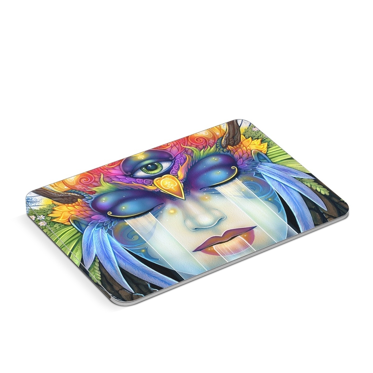 Apple Magic Trackpad Skin design of Art paint, Paint, Painting, Art, Illustration, Fictional character, Symmetry, Cg artwork, Visual arts, Electric blue, with blue, yellow, orange, red, purple, blue, green, brown, gray colors