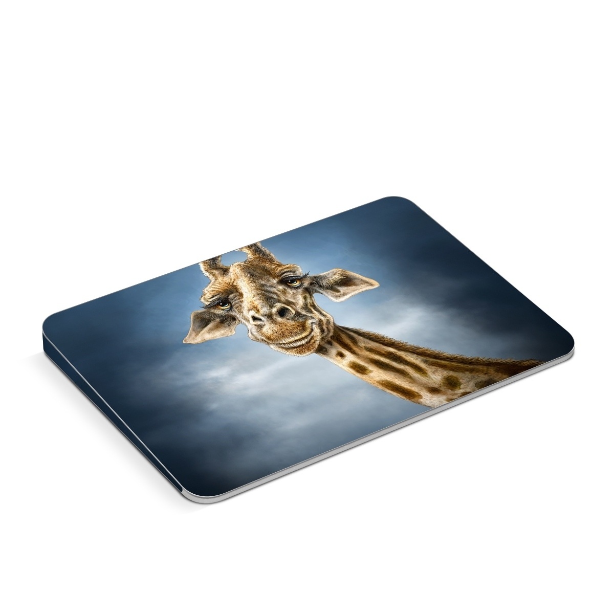 Apple Magic Trackpad Skin design of Giraffe, Giraffidae, Terrestrial animal, Wildlife, Head, Snout, Organism, Adaptation, Close-up, Neck, with gray, black, blue, green colors