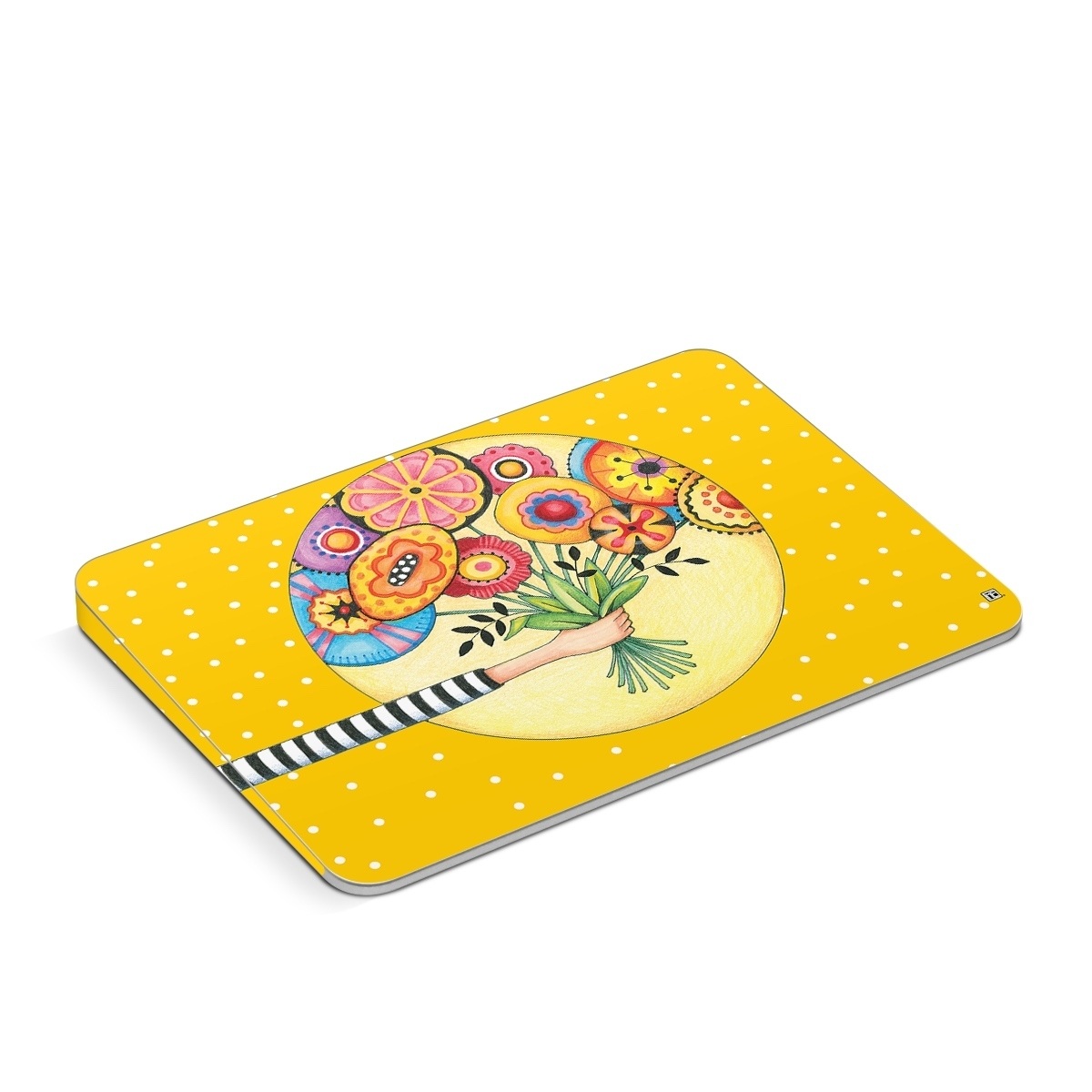 Apple Magic Trackpad Skin design of Circle, Illustration, Clip art, Plant, with orange, yellow, pink, gray, green, black colors