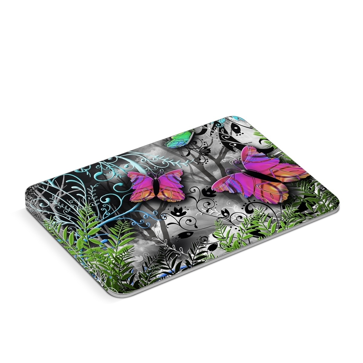 Apple Magic Trackpad Skin design of Butterfly, Pink, Purple, Violet, Organism, Spring, Moths and butterflies, Botany, Plant, Leaf, with black, gray, green, purple, red colors