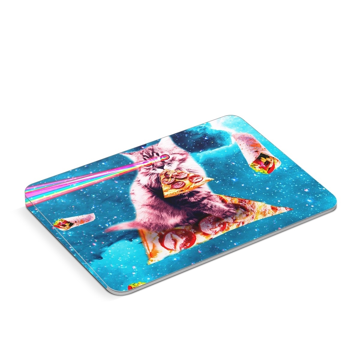 Apple Magic Trackpad Skin design of Illustration, Organism, Graphic design, Art, Space, Fictional character, Extreme sport, Graphics, with blue, white, gray, yellow, red, orange colors