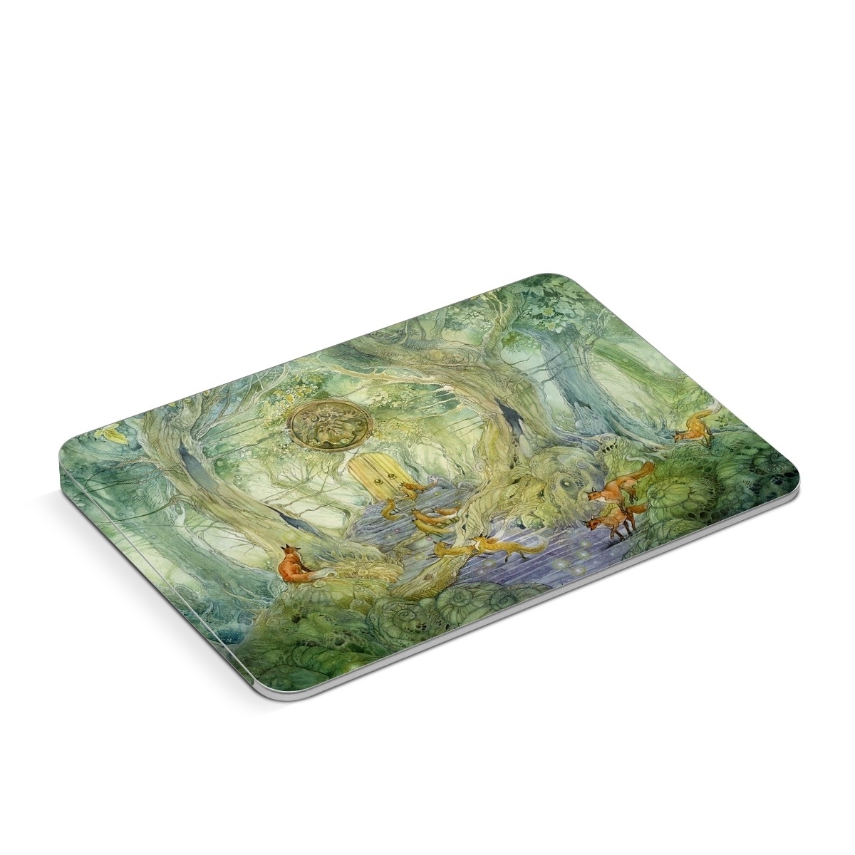 Apple Magic Trackpad Skin design of Painting, Art, Mythology, Visual arts, Watercolor paint, Organism, Fictional character, Modern art, Landscape, Acrylic paint, with green, brown, red, yellow, blue, purple colors