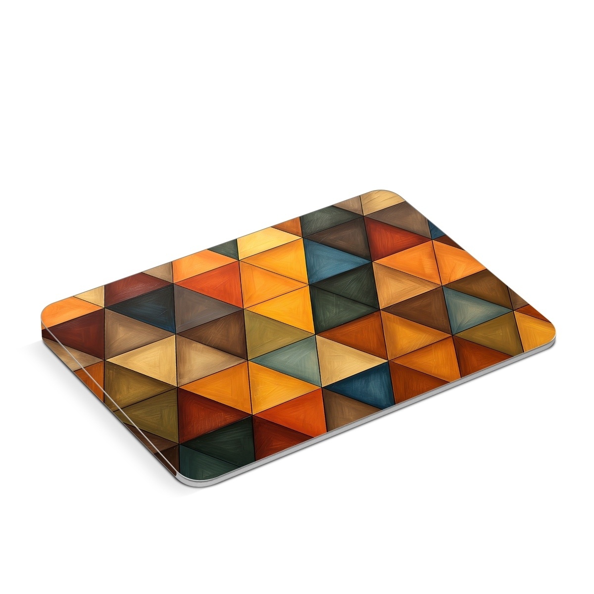 Apple Magic Trackpad Skin design of Brown, Colorfulness, Rectangle, Azure, Amber, Orange, Triangle, Art, Flooring, Line, with yellow, orange, red, black, blue, brown colors
