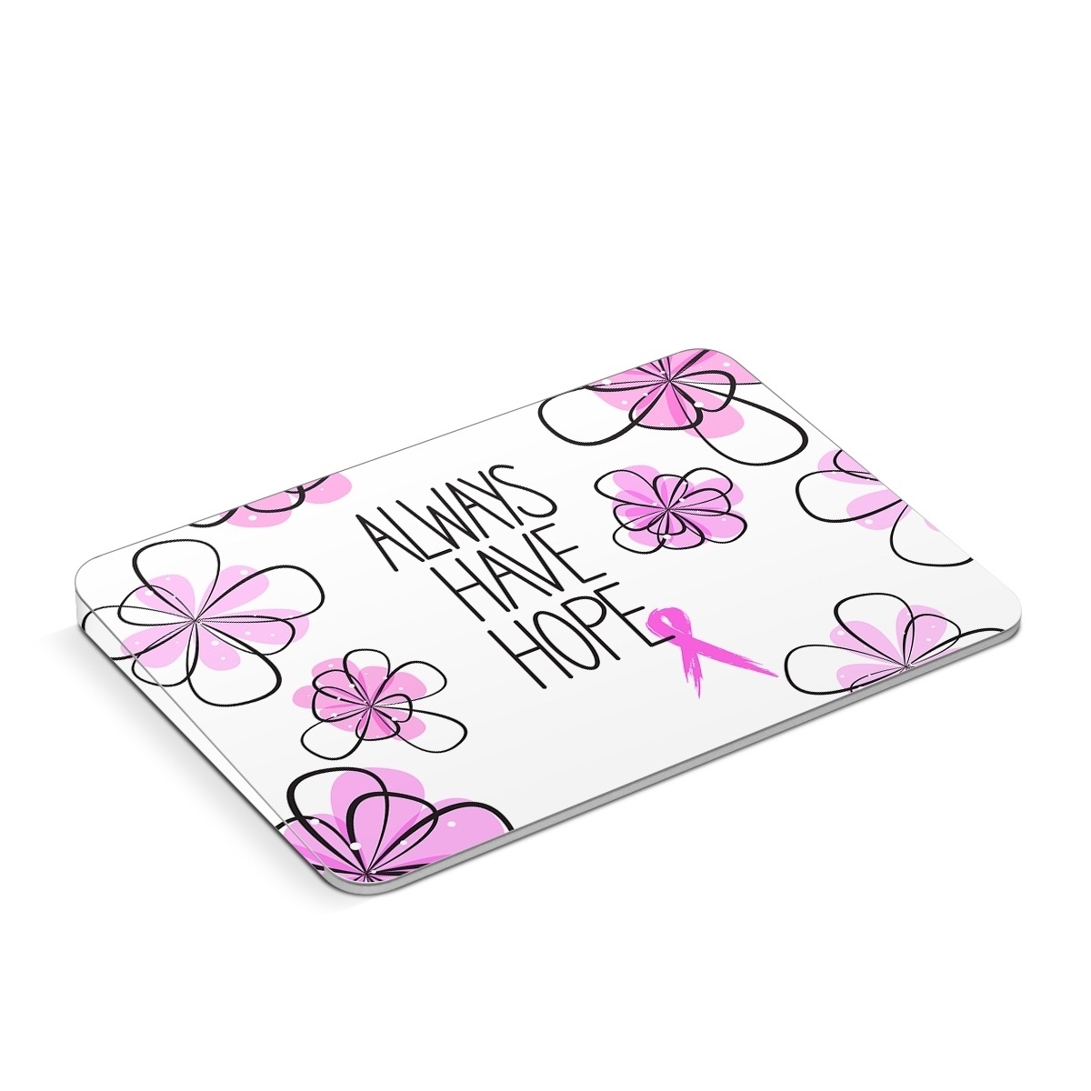 Apple Magic Trackpad Skin design of Pink, Purple, Text, Petal, Line, Magenta, Leaf, Design, Pattern, Plant, with white, gray, pink, black, purple colors