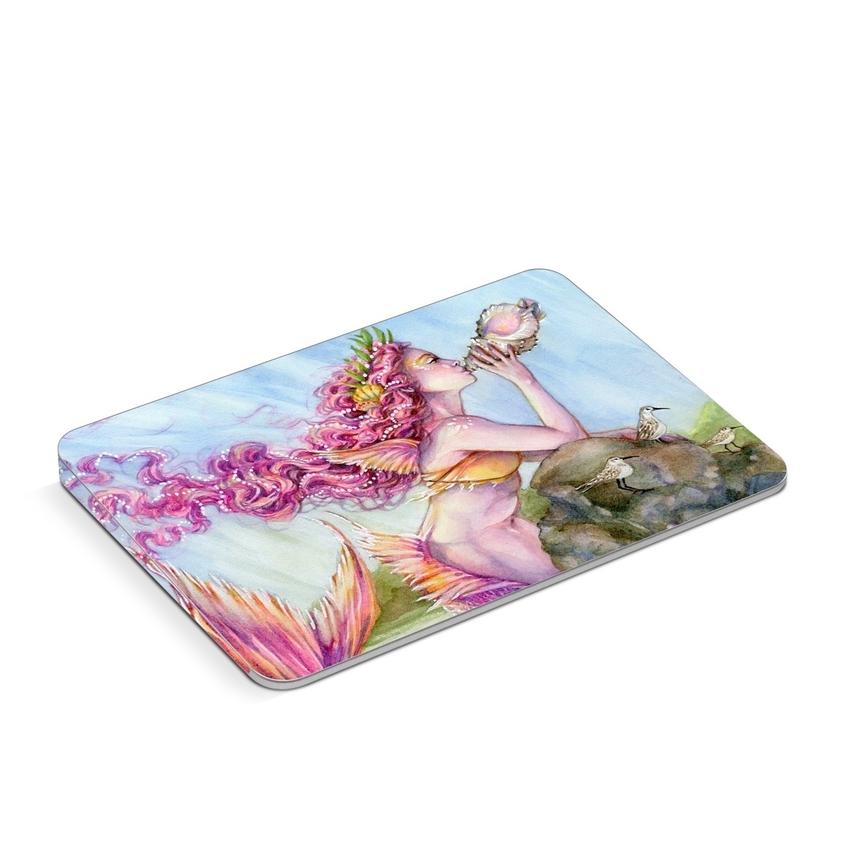 Apple Magic Trackpad Skin design of Cg artwork, Mythology, Illustration, Fictional character, Watercolor paint, Art, Painting, Plant, Mythical creature, with blue, pink, purple, green, gray colors