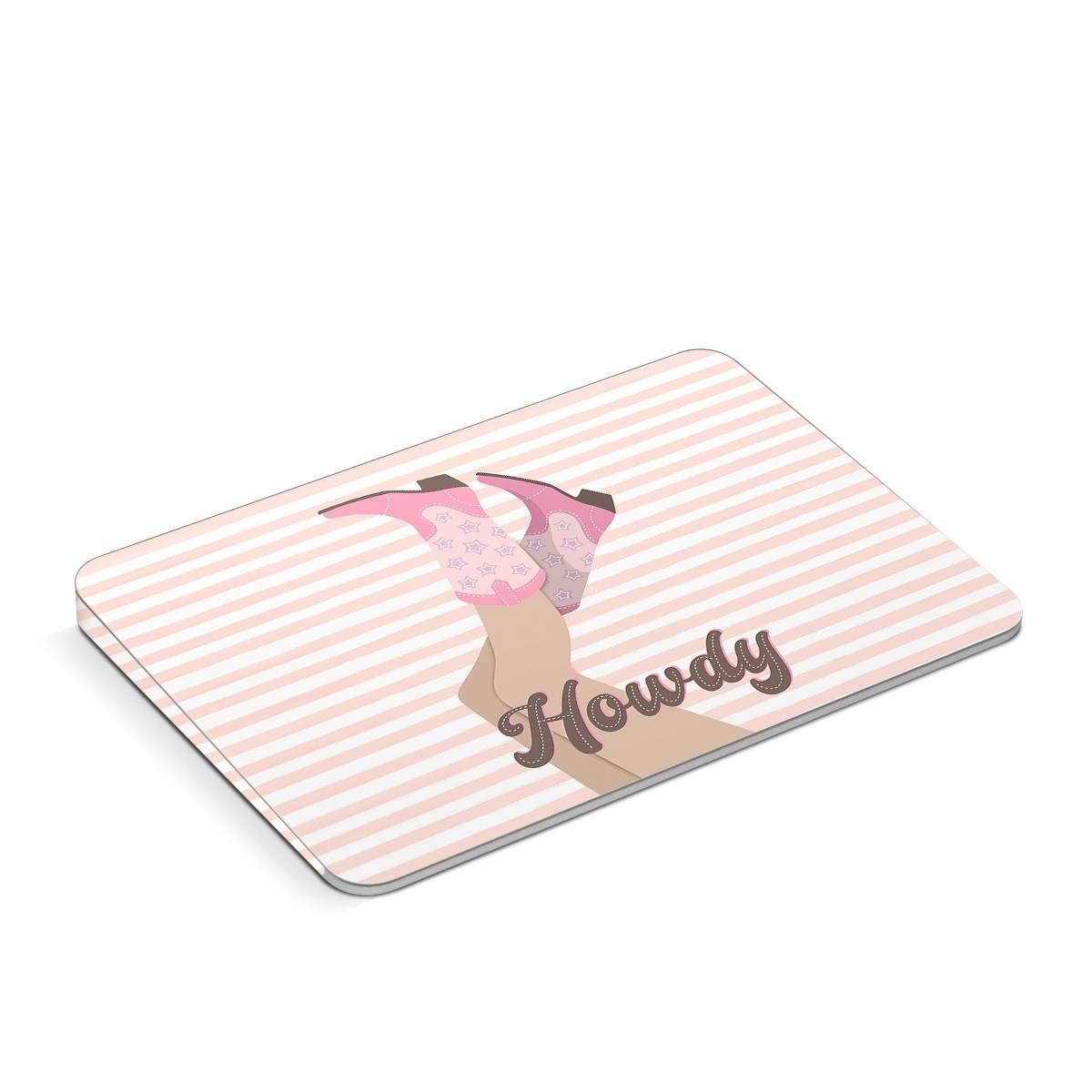 Apple Magic Trackpad Skin design of Hand, Glove, Sleeve, Gesture, Font, Finger, Pink, Material property, Waist, Thumb, with pink, white, brown colors