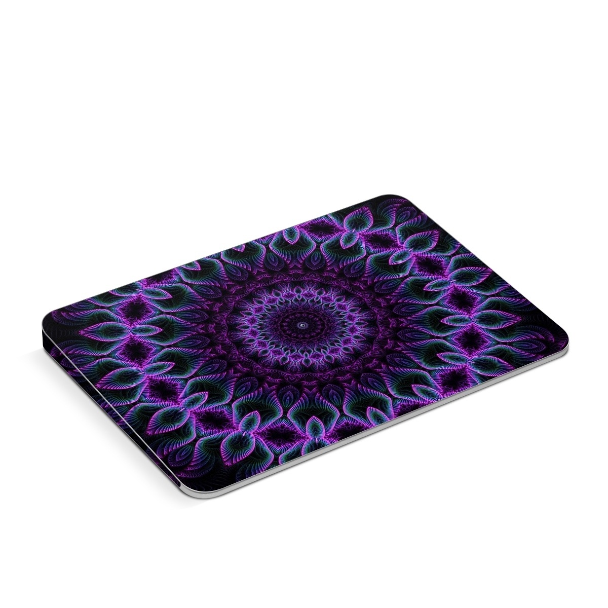 Apple Magic Trackpad Skin design of Colorfulness, Pattern, Purple, Violet, Magenta, Red, Pink, Art, Fractal Art, Visual Arts, Design, Circle, Symmetry, Psychedelic Art, Motif, Kaleidoscope, Graphics, with black, purple, blue, white colors