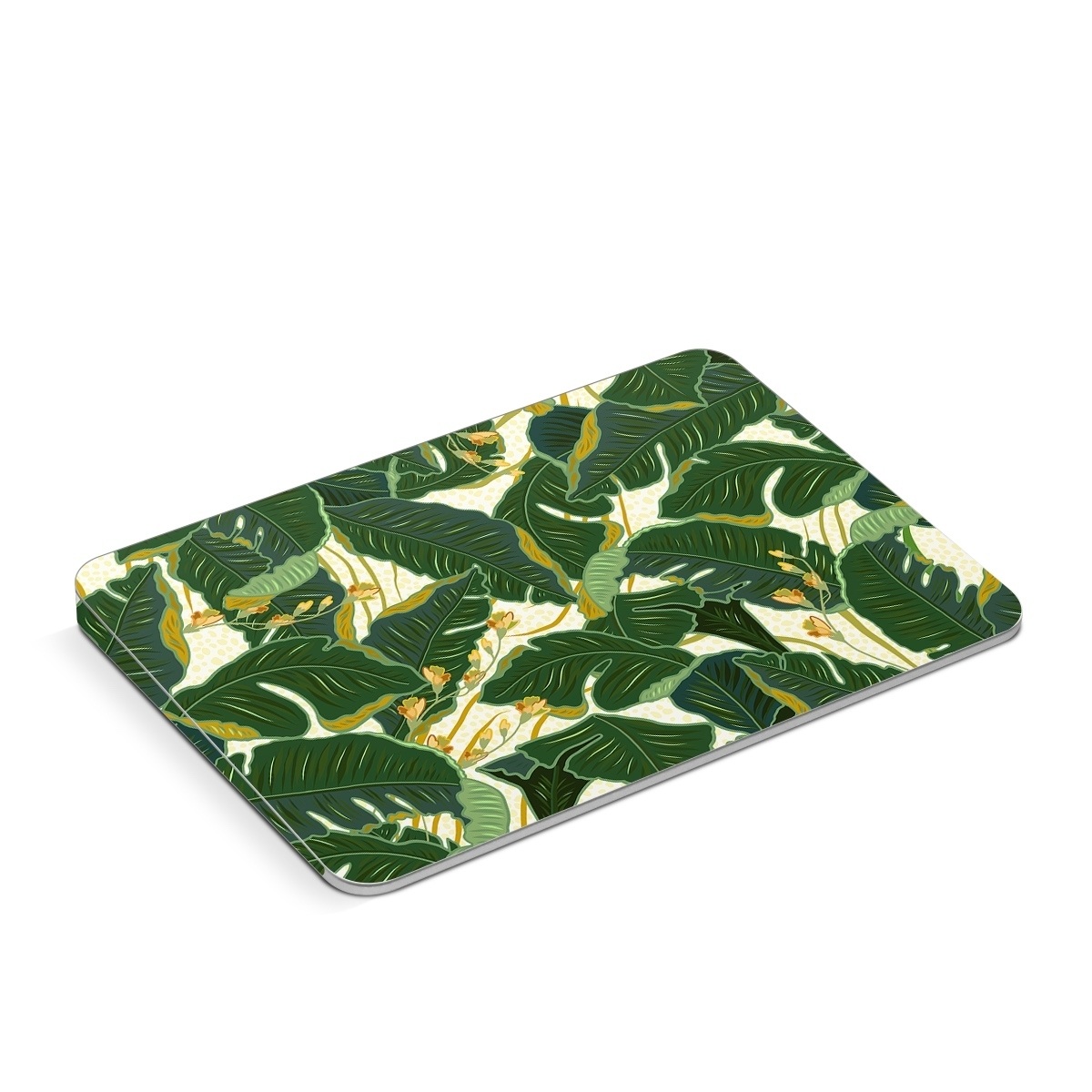 Apple Magic Trackpad Skin design of Leaf, Plant, Flower, Pattern, Botany, Tree, Design, Flowering plant, Arrowroot family, Terrestrial plant, with green, yellow colors