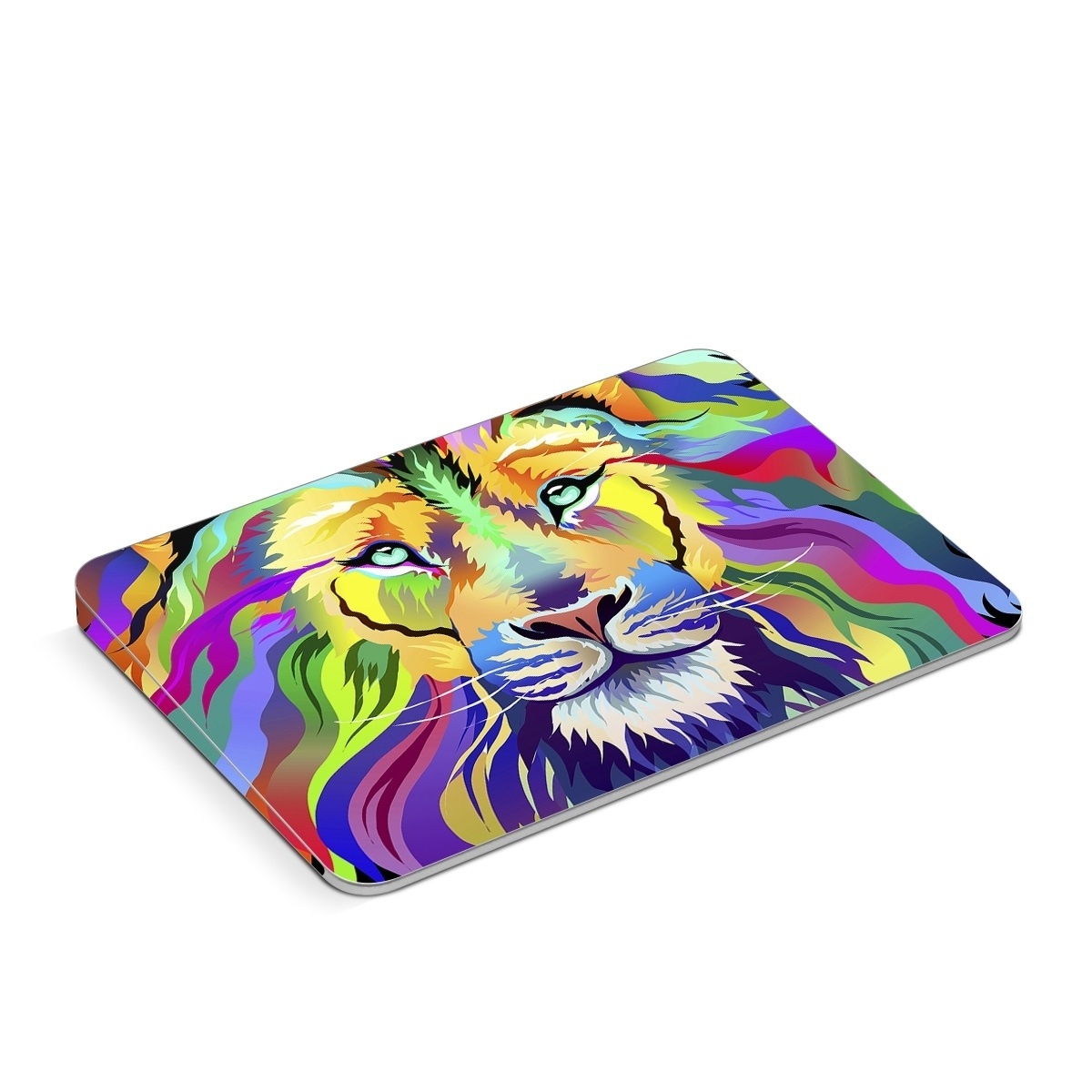Apple Magic Trackpad Skin design of Bengal tiger, Felidae, Lion, Wildlife, Big cats, Tiger, Carnivore, Art, Illustration, Painting, with orange, yellow, green, red, pink, blue, purple colors
