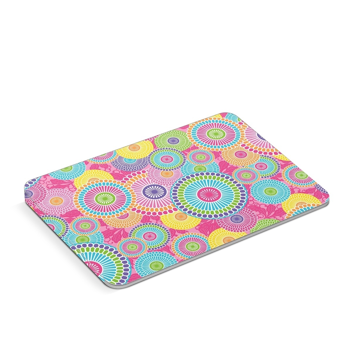 Apple Magic Trackpad Skin design of Pattern, Circle, Textile, Design, Visual arts, Wrapping paper, with gray, pink, purple, orange, blue, green colors