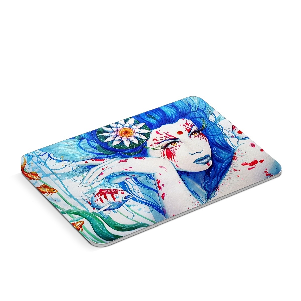 Apple Magic Trackpad Skin design of Hairstyle, Paint, Art paint, Blue, Painting, Eyelash, Art, Artist, Electric blue, Illustration, with white, blue, red, yellow, green, orange colors