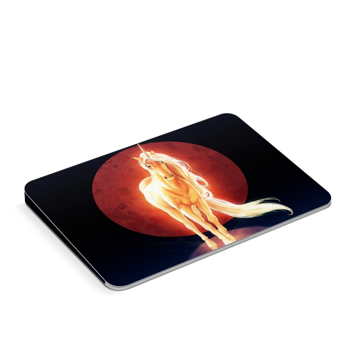 Apple Magic Trackpad Skin design of Hair, Horse, Human body, Jaw, Art, Entertainment, Heat, Neon, Flame, Tail, with black, red, orange, yellow, white, purple colors