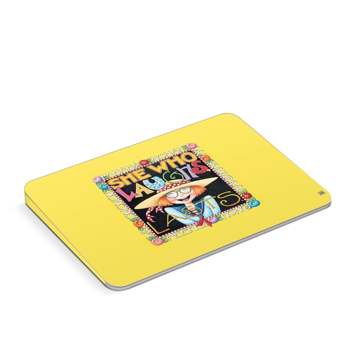 Apple Magic Trackpad Skin design of Text, with orange, black, gray, green, red, pink colors