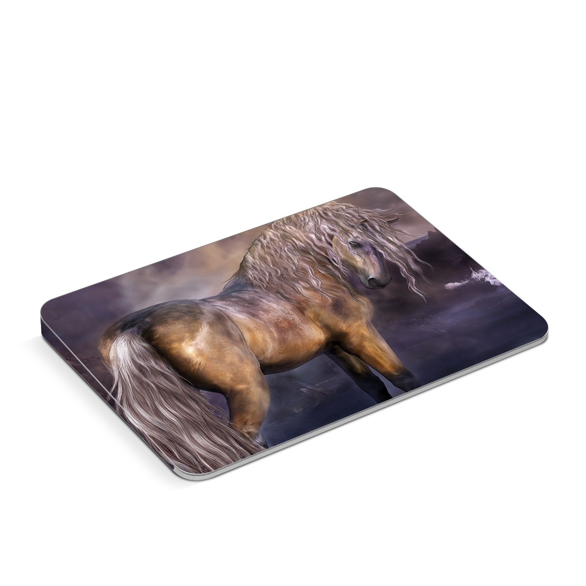 Apple Magic Trackpad Skin design of Horse, Mane, Stallion, Mustang horse, Fictional character, Mare, Painting, Wildlife, Mythical creature, with black, gray, red, blue, green colors