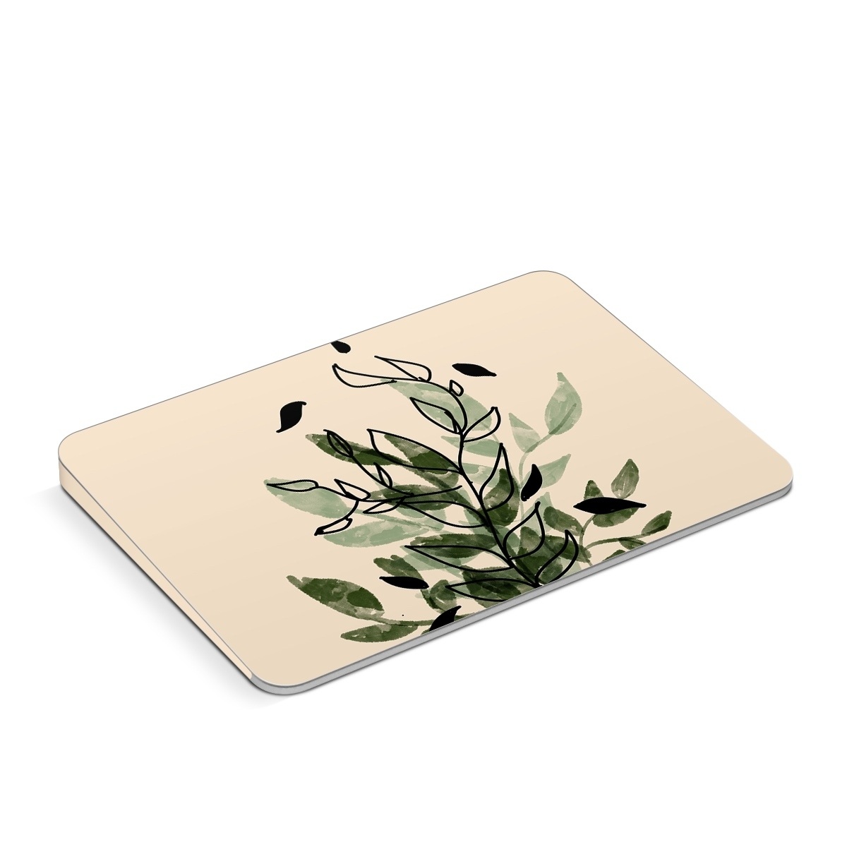 Apple Magic Trackpad Skin design of Leaf, Plant, Botany, Branch, Flower, Plant Stem, Pedicel, Twig, Illustration, with green, black, brown colors