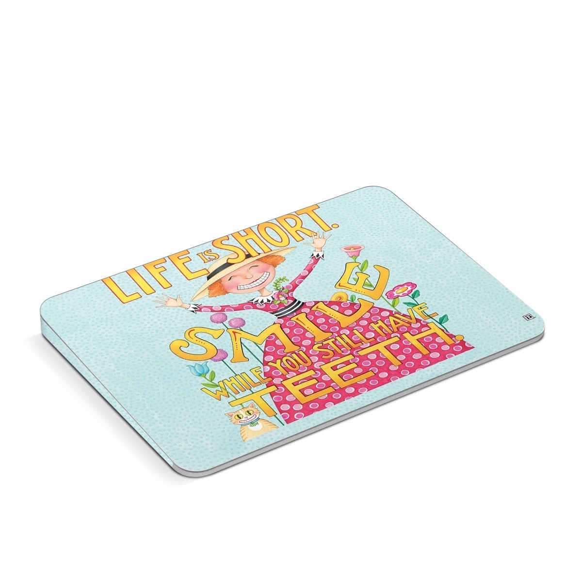 Apple Magic Trackpad Skin design of Text, Poster, Font, Illustration, Happy, Art, with blue, yellow, pink, green, orange, red, white, black colors