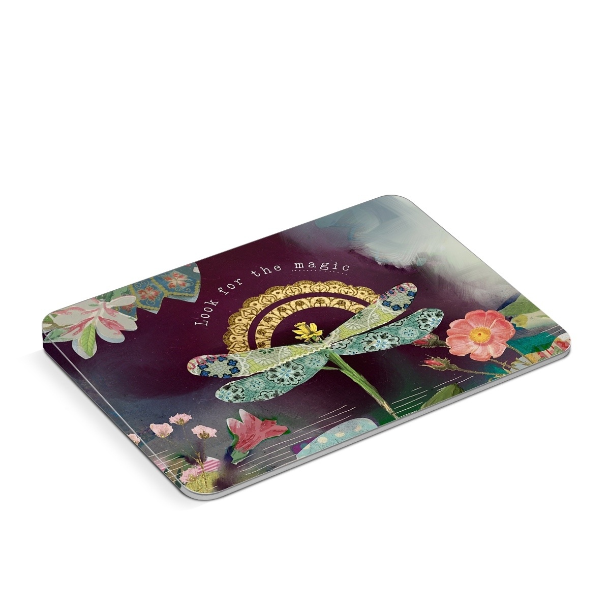 Apple Magic Trackpad Skin design of Leaf, Textile, Plant, Art, Creative arts, Font, Poster, Painting, Pattern, Paint, with white, yellow, green, blue, pink, red colors