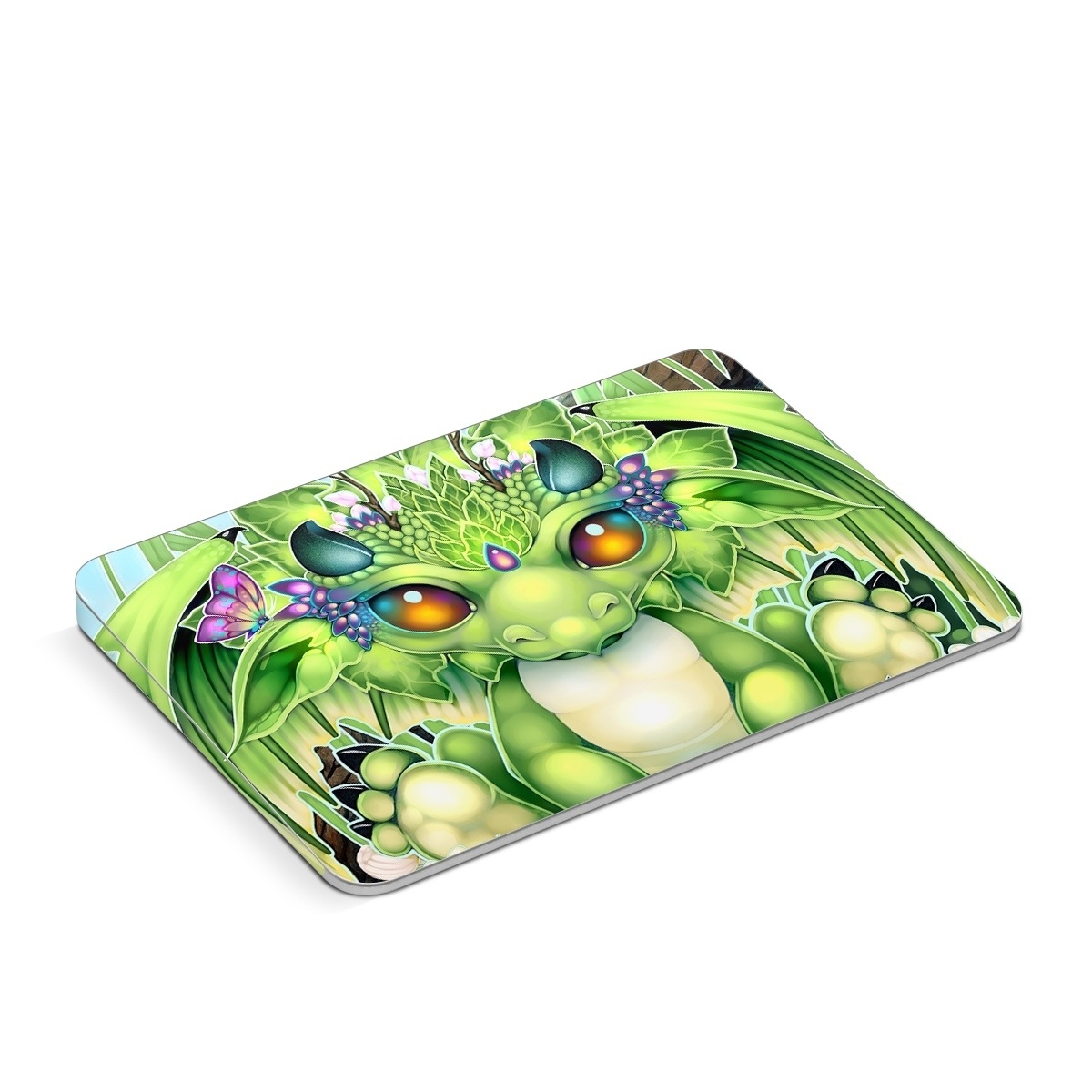 Apple Magic Trackpad Skin design of Plant, Green, Leaf, Natural environment, Flower, Terrestrial plant, Grass, Creative arts, People in nature, Art, with green, white, yellow, brown, blue colors