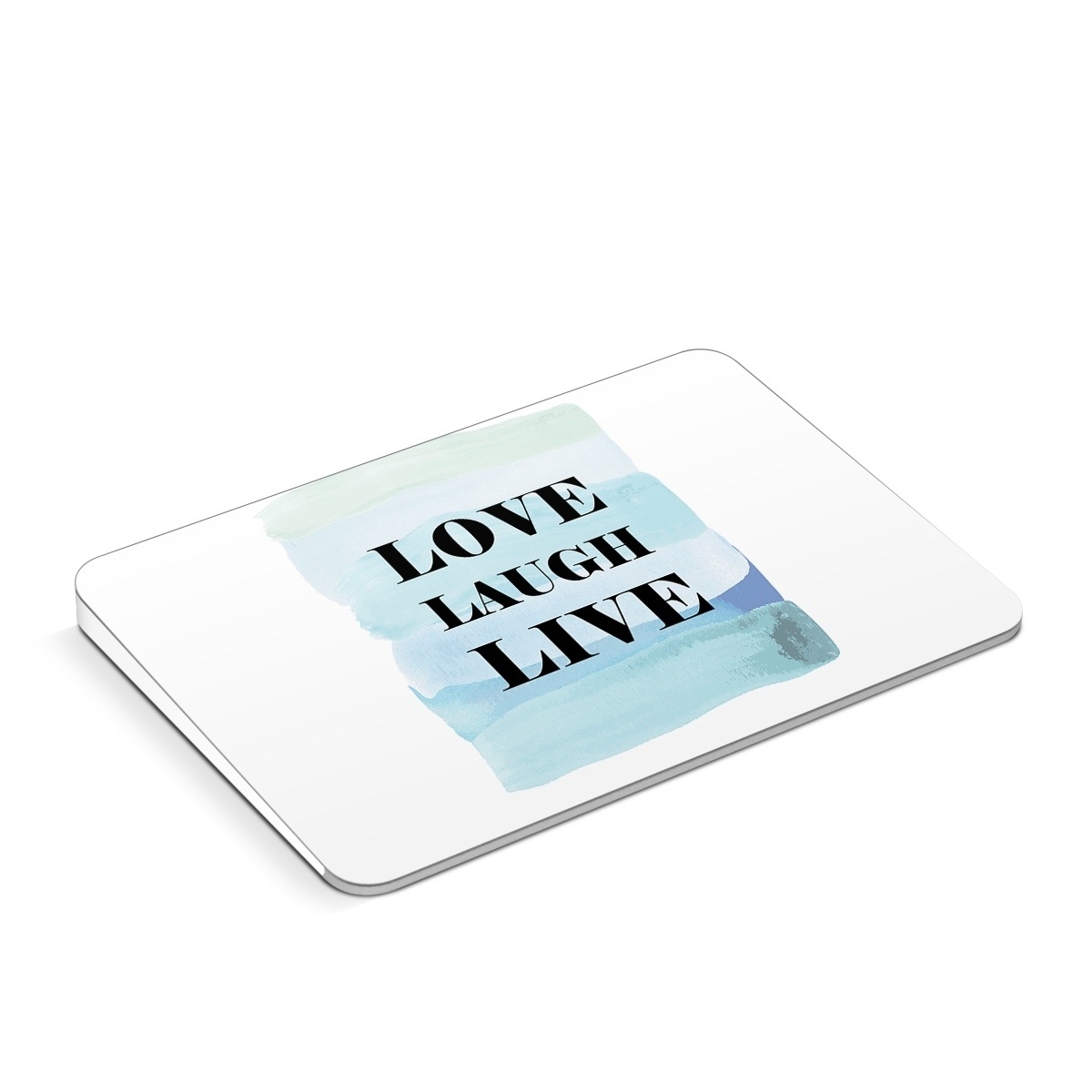 Apple Magic Trackpad Skin design of Rectangle, Sleeve, Font, Linens, Pillow, Electric blue, Logo, Bedding, Facial hair, Brand, with white, black, blue, purple, green colors