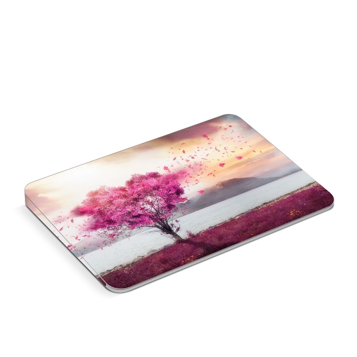 Apple Magic Trackpad Skin design of Sky, Nature, Natural landscape, Pink, Tree, Spring, Purple, Landscape, Cloud, Magenta, with pink, yellow, blue, black, gray colors