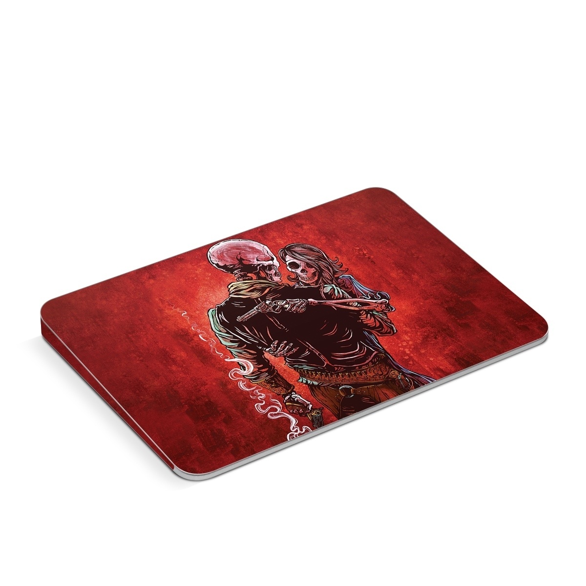 Apple Magic Trackpad Skin design of Sleeve, Gesture, Painting, Art, Artist, Fictional character, Drawing, Paint, Illustration, Visual arts, with red, black, white, gray, brown colors