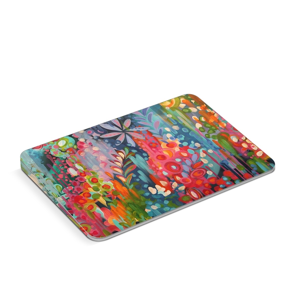 Apple Magic Trackpad Skin design of Painting, Modern art, Acrylic paint, Art, Visual arts, Watercolor paint, Child art, Flower, Plant, Tree, with blue, red, orange, purple, yellow, pink, green colors
