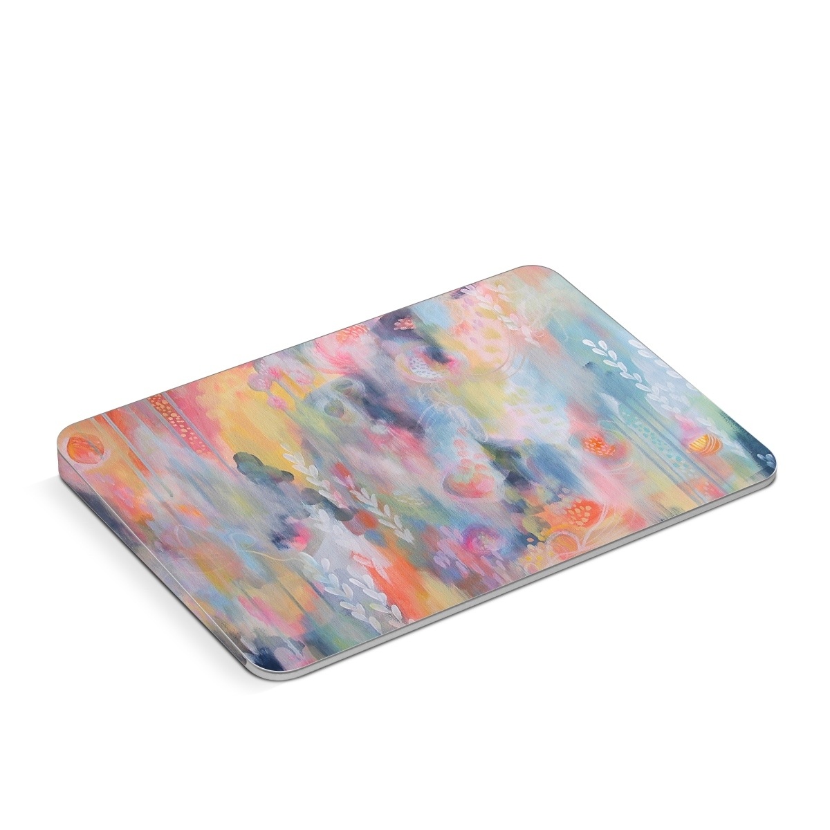Apple Magic Trackpad Skin design of Painting, Watercolor paint, Modern art, Acrylic paint, Art, Visual arts, Paint, Artwork, Dye, with blue, pink, orange, yellow, red, white colors