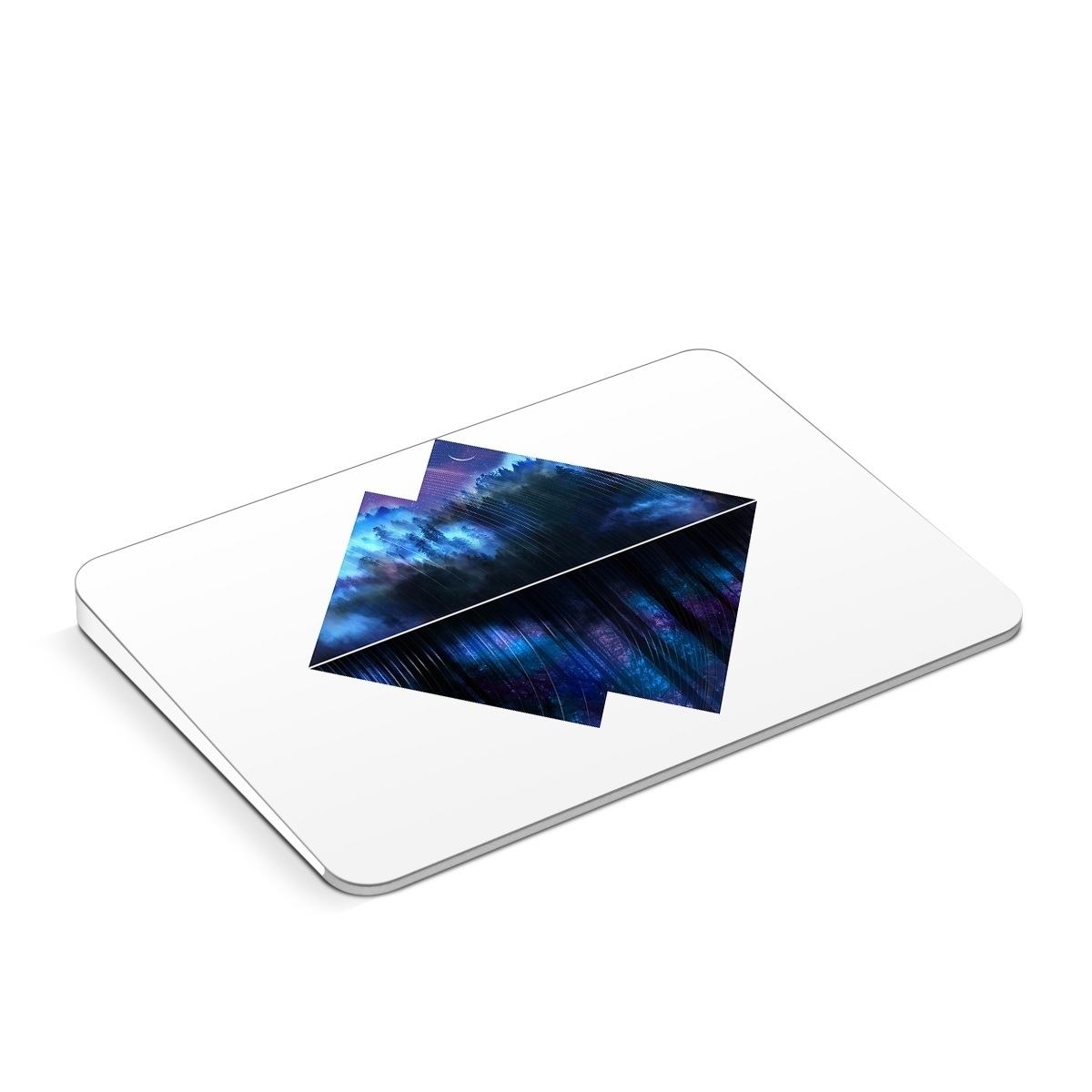 Apple Magic Trackpad Skin design of Blue, Cobalt blue, Pyramid, Pattern, Electric blue, Design, Fractal art, Sky, Triangle, Space, with white, blue, purple, black colors