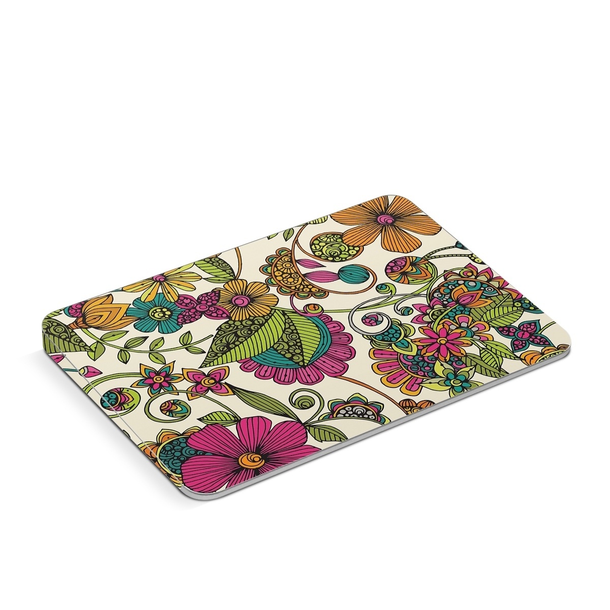Apple Magic Trackpad Skin design of Pattern, Floral design, Motif, Design, Visual arts, Botany, Pedicel, Flower, Plant, Textile, with green, pink, orange, blue colors