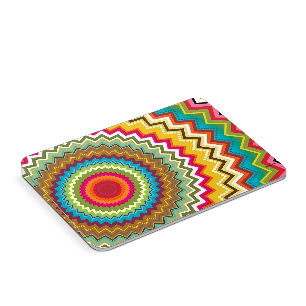 Apple Magic Trackpad Skin design of Colorfulness, Textile, Art, Creative arts, Triangle, Rectangle, Symmetry, Circle, Pattern, Tints and shades, with red, orange, yellow, pink, green, white, black, blue, brown colors