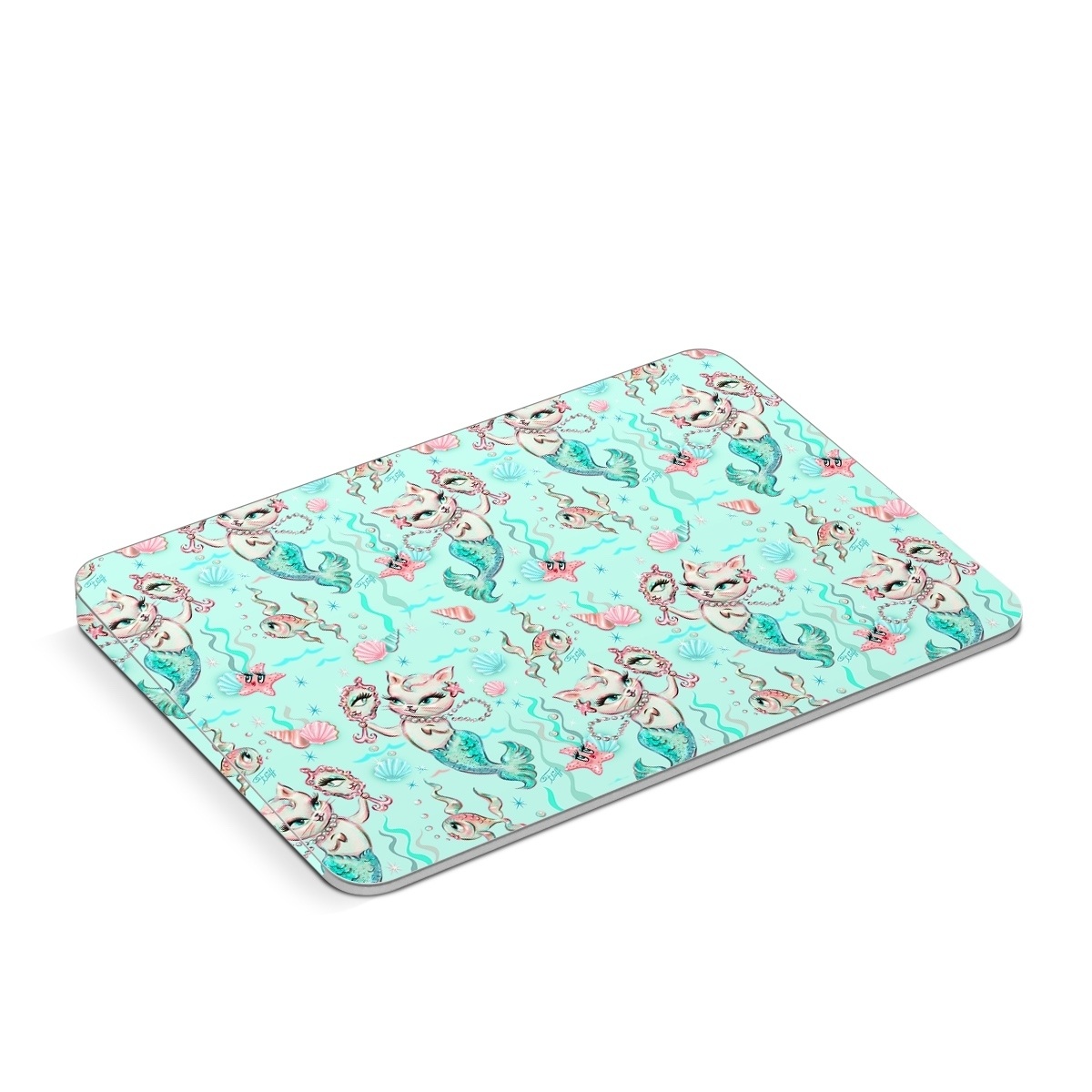 Apple Magic Trackpad Skin design of Green, Aqua, Pattern, Teal, Turquoise, Pink, Textile, Wrapping paper, Design, with blue, pink, white, green colors