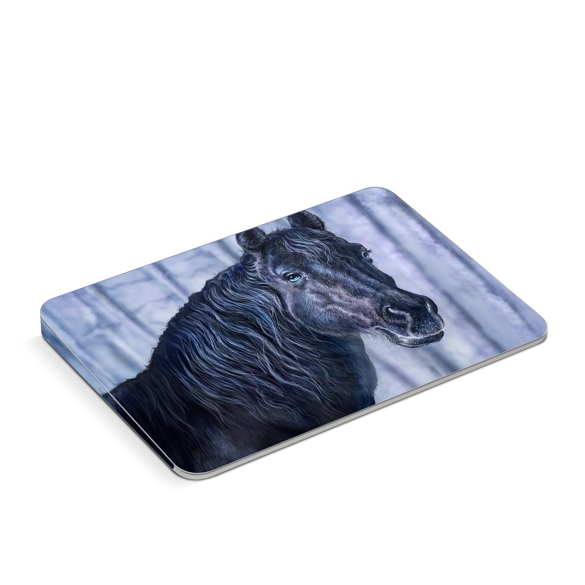 Apple Magic Trackpad Skin design of Horse, Mammal, Vertebrate, Hair, Mane, Stallion, Snout, Mare, Mustang horse, Livestock, with black, white, blue colors