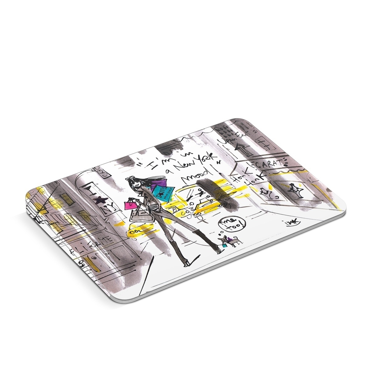 Apple Magic Trackpad Skin design of Drawing, Sketch, Fictional character, Graphic design, Illustration, Art, with gray, white, black, red, green colors