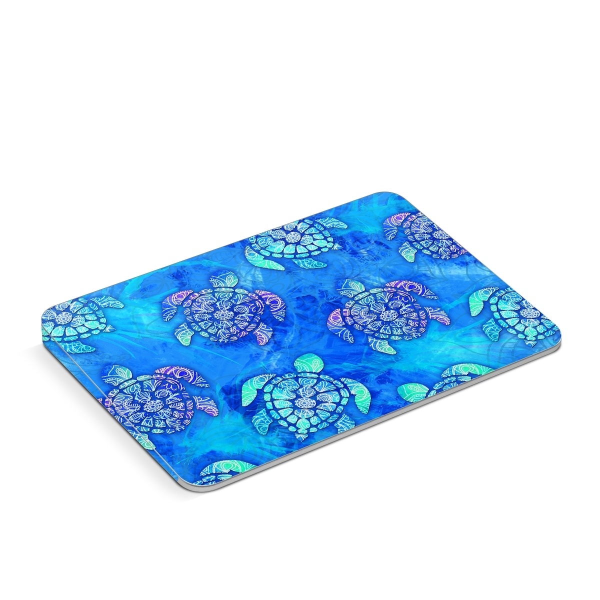 Apple Magic Trackpad Skin design of Blue, Pattern, Organism, Design, Sea turtle, Plant, Electric blue, Hydrangea, Flower, Symmetry, with blue, green, purple colors