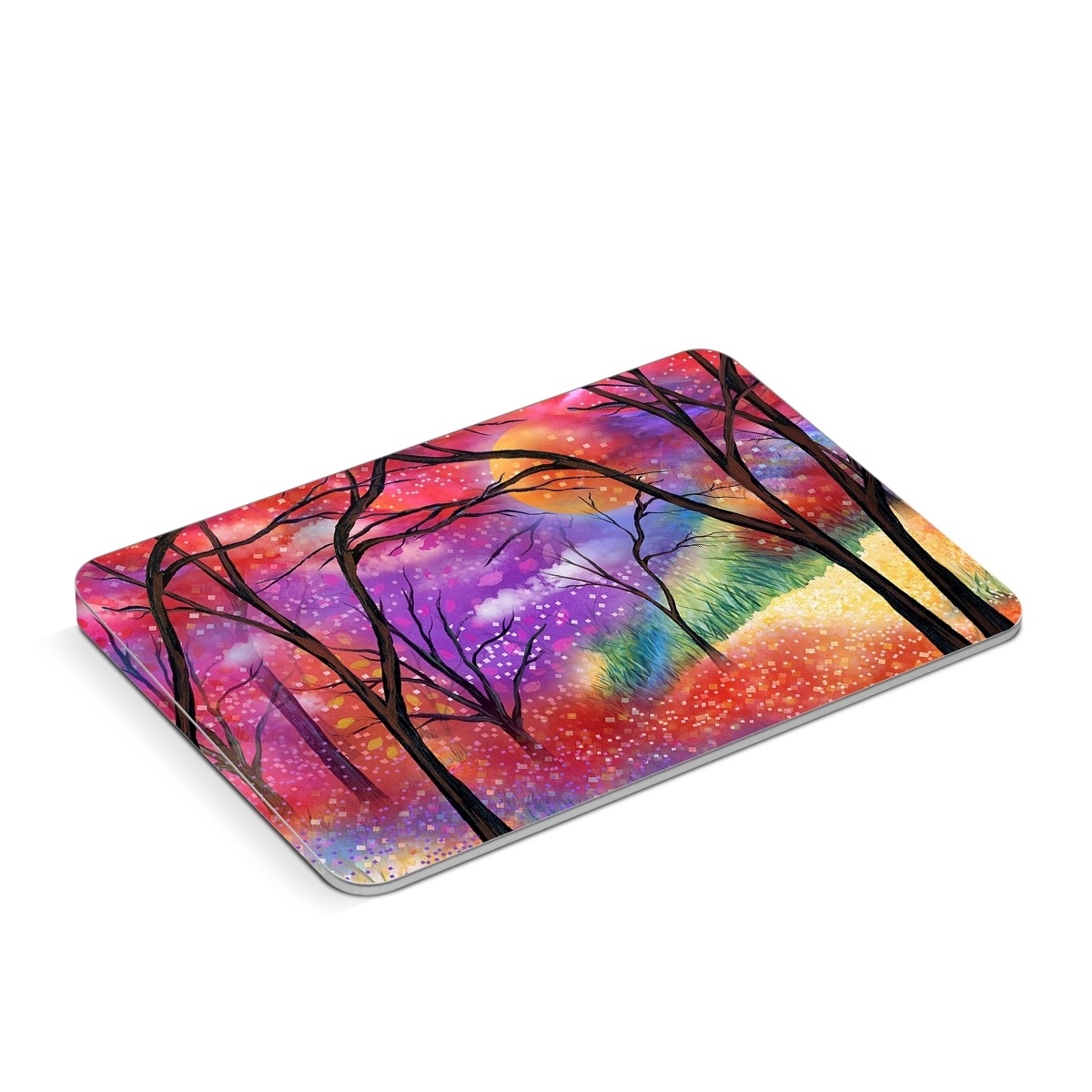 Apple Magic Trackpad Skin design of Nature, Tree, Natural landscape, Painting, Watercolor paint, Branch, Acrylic paint, Purple, Modern art, Leaf, with red, purple, black, gray, green, blue colors