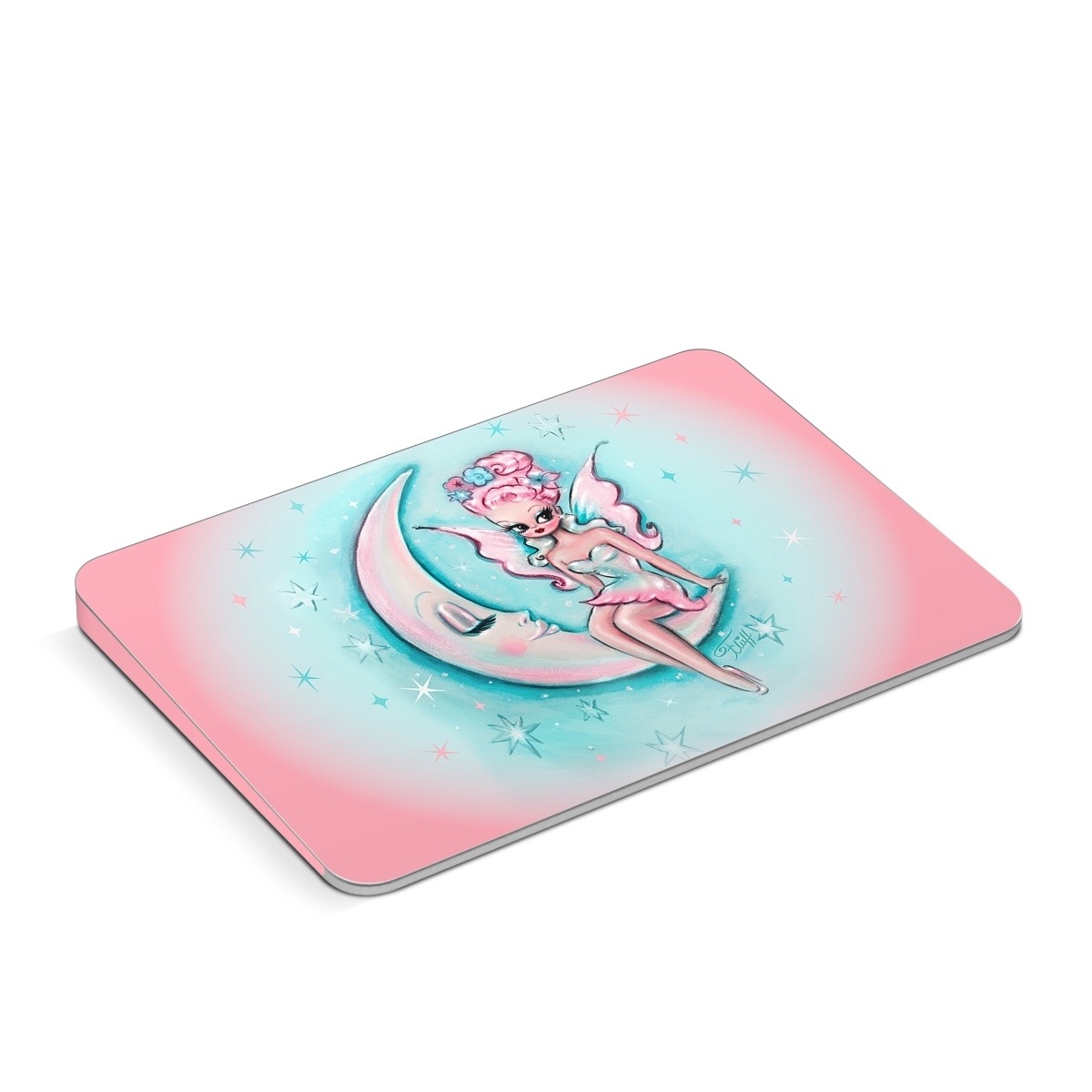 Apple Magic Trackpad Skin design of Fictional character, Angel, Cartoon, Pink, Illustration, Mythical creature, Art, with blue, pink, white colors