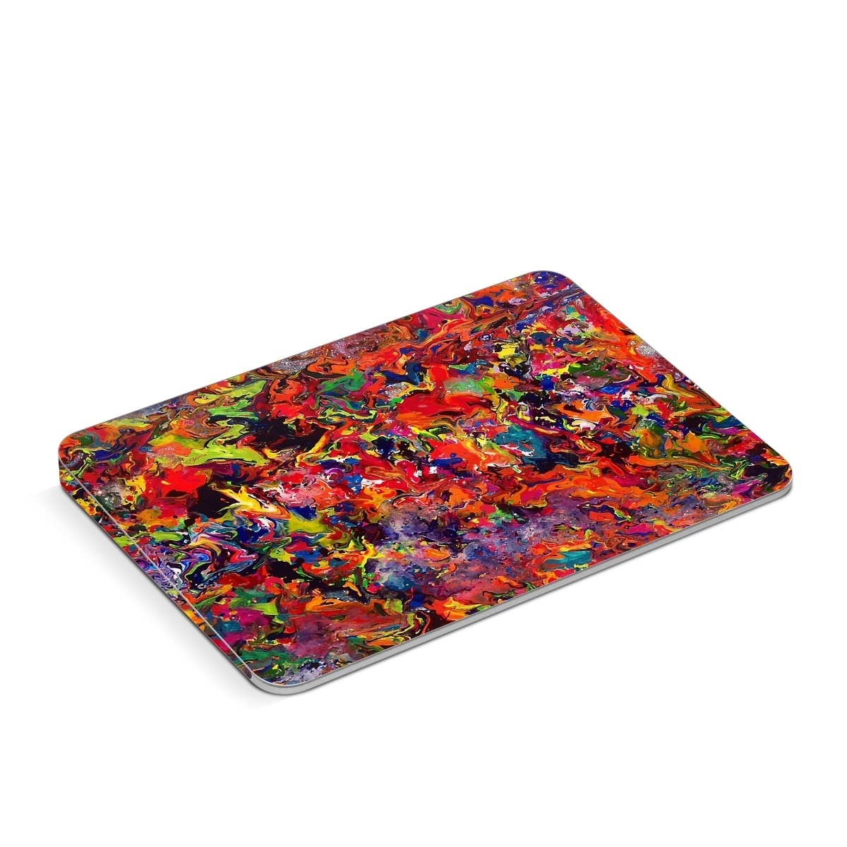 Apple Magic Trackpad Skin design of Colorfulness, Modern art, Acrylic paint, Painting, Visual arts, Art, Psychedelic art, Textile, Pattern, Paint, with red, yellow, green, orange, yellow colors