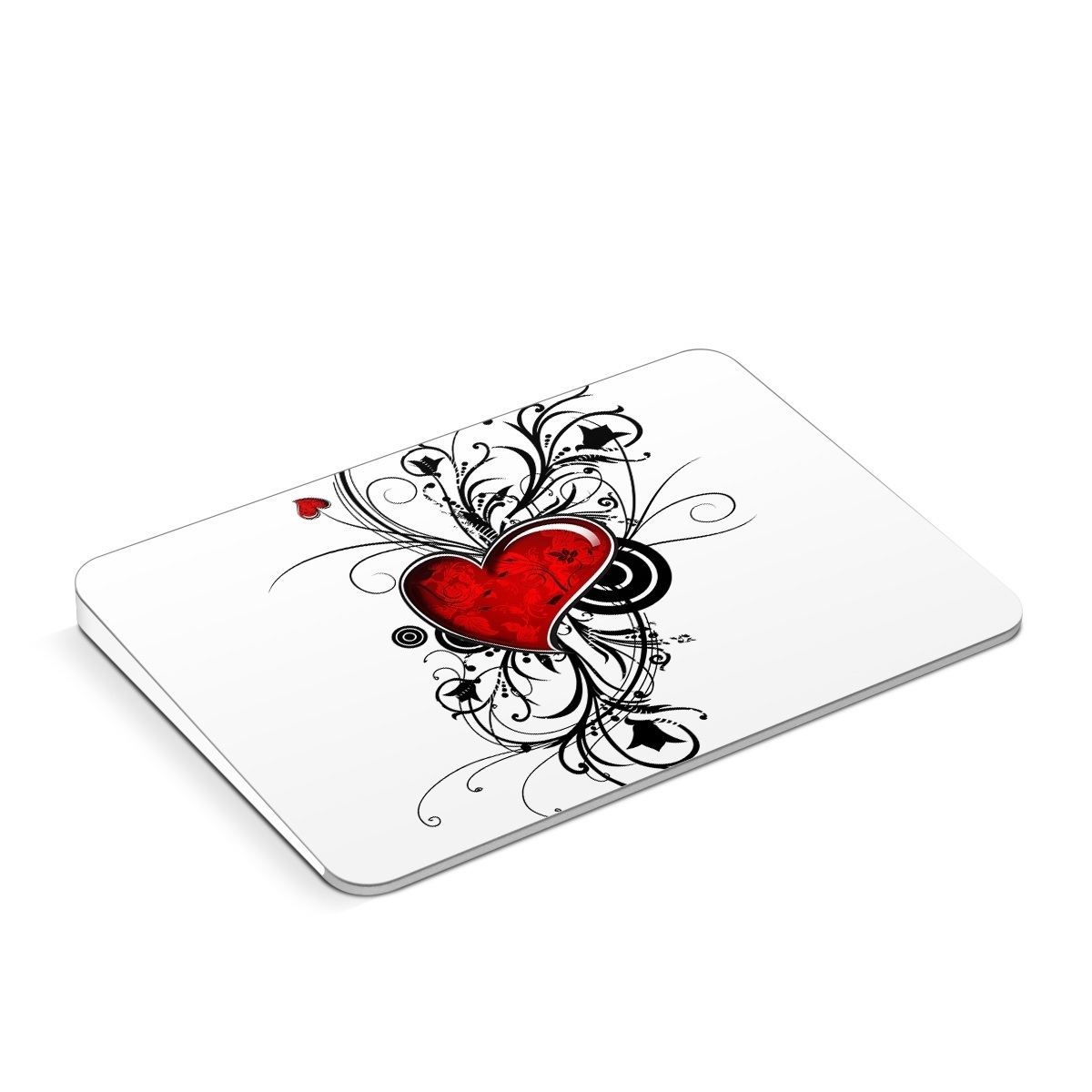 Apple Magic Trackpad Skin design of Heart, Line art, Love, Clip art, Plant, Graphic design, Illustration, with white, gray, black, red colors