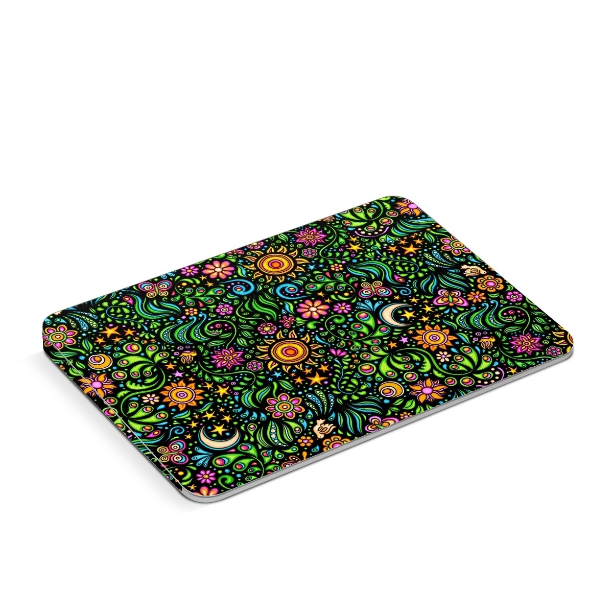 Apple Magic Trackpad Skin design of Pattern, Psychedelic art, Visual arts, Art, Design, Motif, Organism, Circle, Textile, Plant, with black, red, green, blue, purple colors