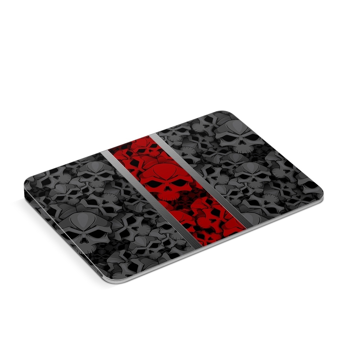 Apple Magic Trackpad Skin design of Font, Text, Pattern, Design, Graphic design, Black-and-white, Monochrome, Graphics, Illustration, Art, with black, red, gray colors