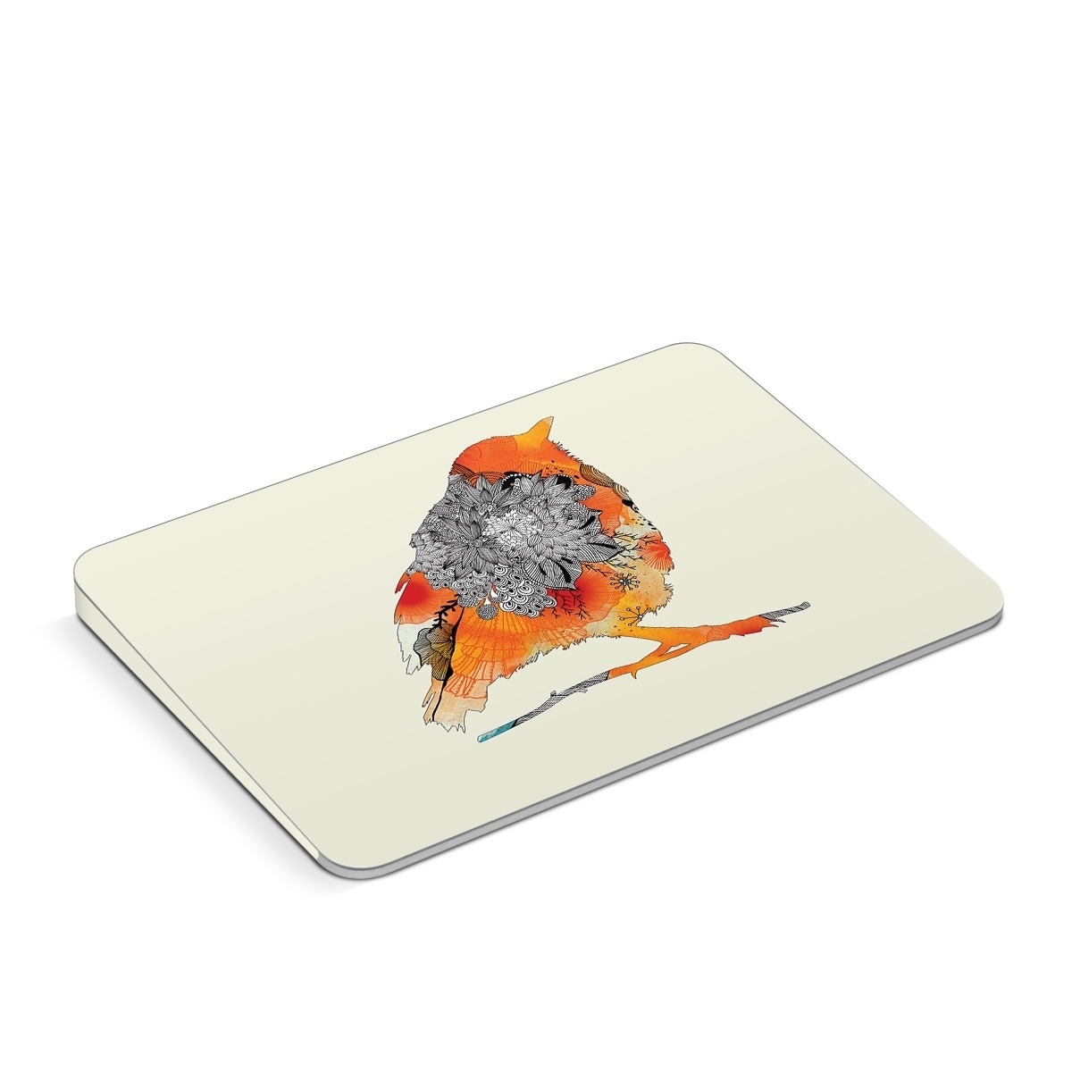 Apple Magic Trackpad Skin design of European robin, Orange, Bird, Illustration, Old World flycatcher, Drawing, Songbird, Perching bird, robin, Sketch, with gray, yellow, green, red, black colors