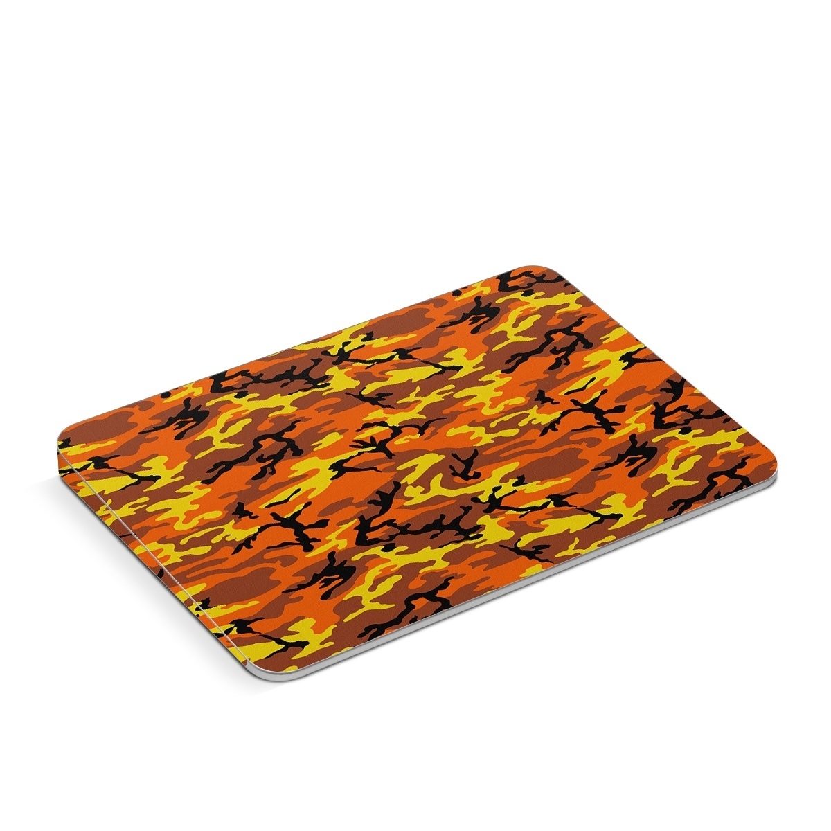 Apple Magic Trackpad Skin design of Military camouflage, Orange, Pattern, Camouflage, Yellow, Brown, Uniform, Design, Tree, Wildlife, with red, green, black colors