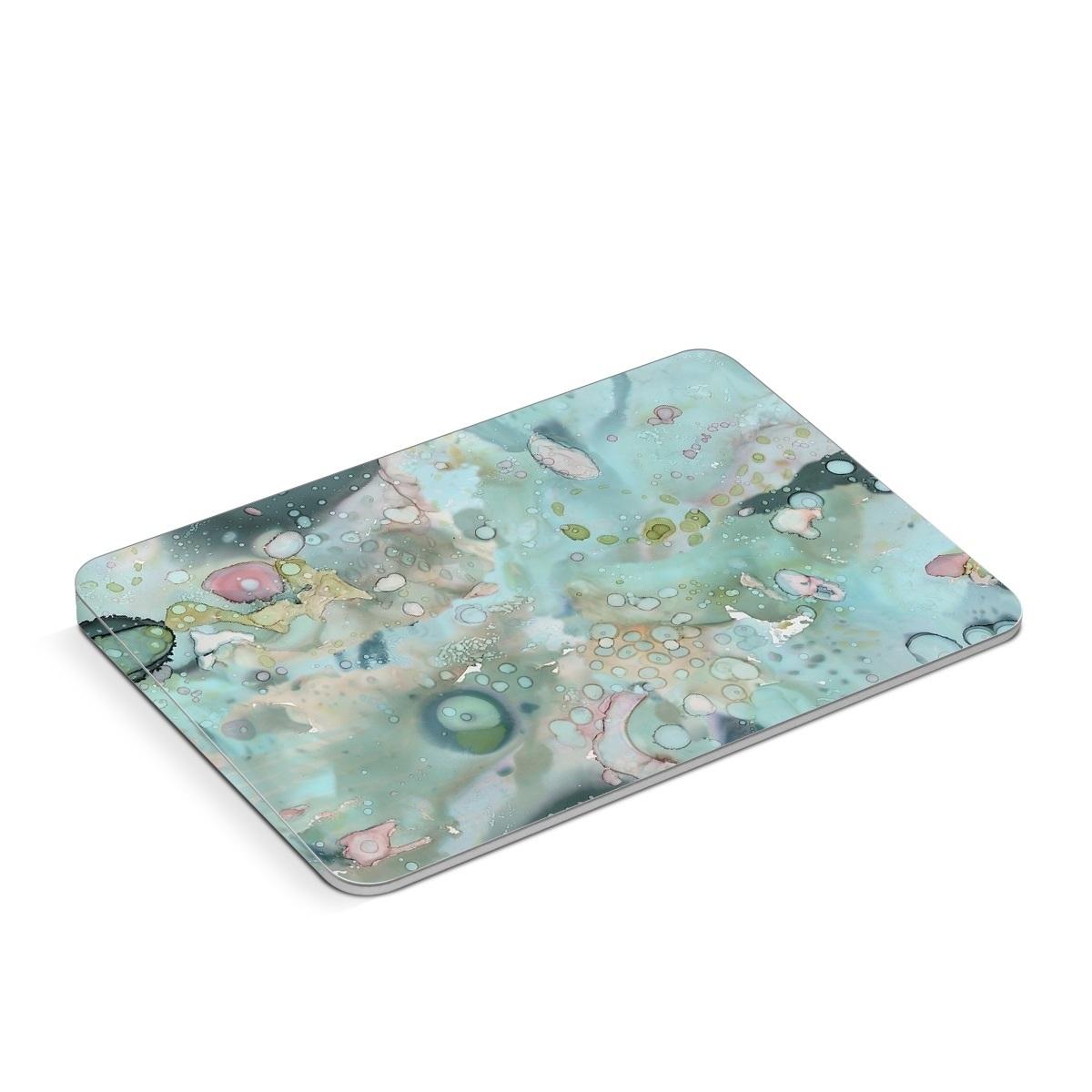 Apple Magic Trackpad Skin design of Aqua, Blue, Green, Watercolor paint, Pattern, Turquoise, Organism, Design, Art, Painting, with blue, green, pink colors