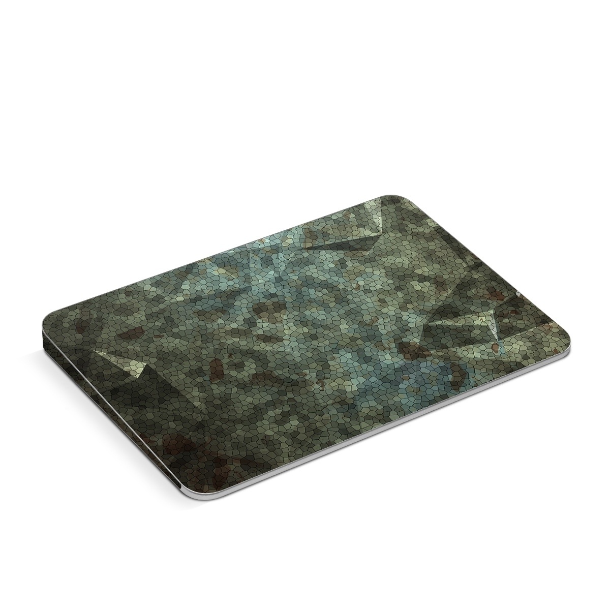 Apple Magic Trackpad Skin design of Green, Pattern, Brown, Wall, Design, Rock, Geology, Camouflage, Granite, Metal, with black, brown, blue, gray, white colors
