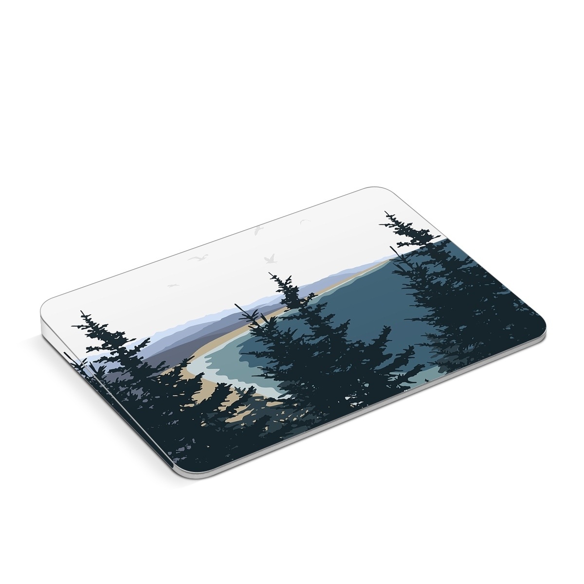 Apple Magic Trackpad Skin design of Sky, Plant, Mountain, Natural landscape, Branch, Larch, Tree, Highland, Atmospheric phenomenon, Evergreen, with white, blue, yellow, gray, black, green colors