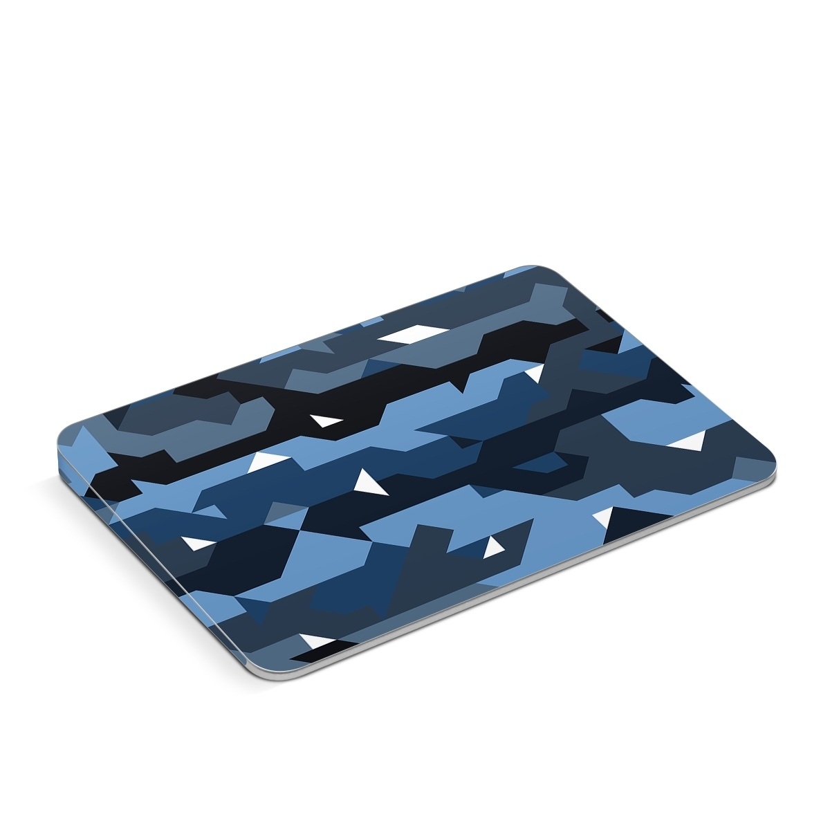 Apple Magic Trackpad Skin design of Blue, Pattern, Design, Font, Line, Camouflage, Illustration, Triangle, with blue, black, white, gray colors